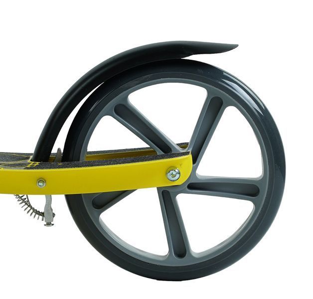Складаний двоколісний самокат із ручним гальмом і амортизатором Best Scooter Flash Сірий з жовтим 34174 фото
