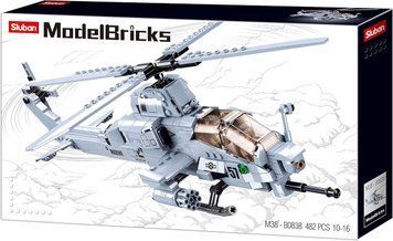 Военный конструктор Вертолет с фигурками и подвижными деталями&nbsp;AH-1Z Viper Sluban ModelBricks 482 детали 43478 фото