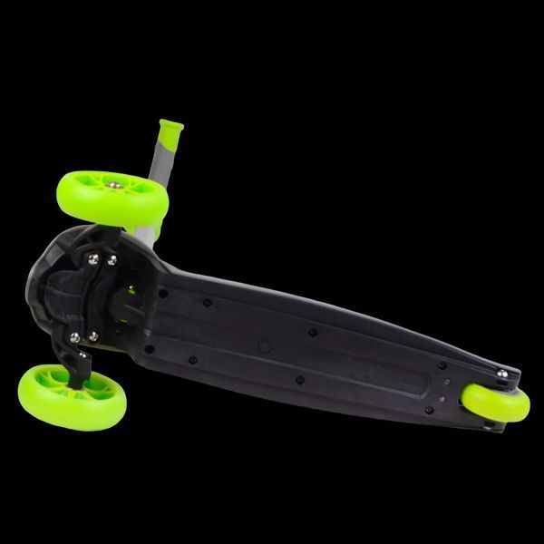 Самокат трехколесный со светящимися колесами Best Scooter Серый с салатовым Вид 1 26107 фото