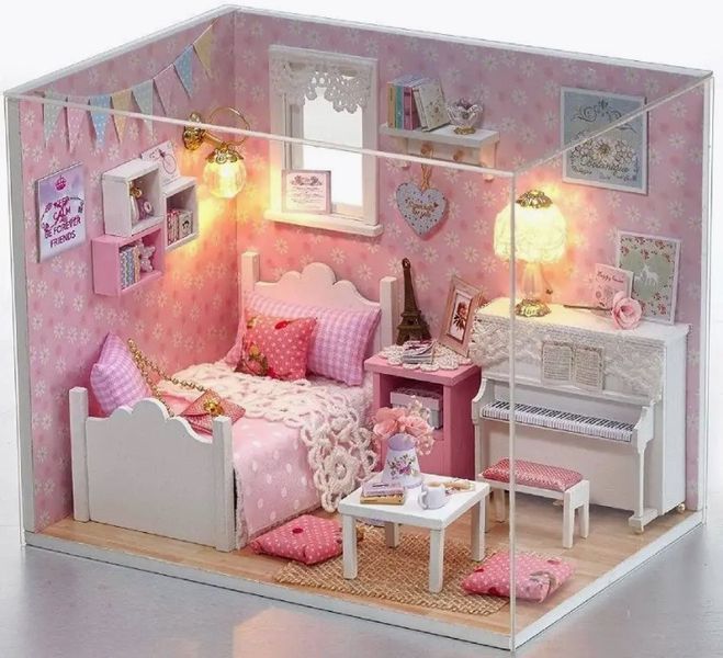 Румбокс 3d інтер'єрний конструктор DIY House Рожева кімната 33576 фото