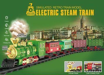 Дитяча залізниця з димом Electric Steam Train Зелений 29589 фото