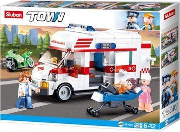 Конструктор машина Скорая помощь с фигурками и подвижными деталями Town Sluban 328 деталей 44439 фото