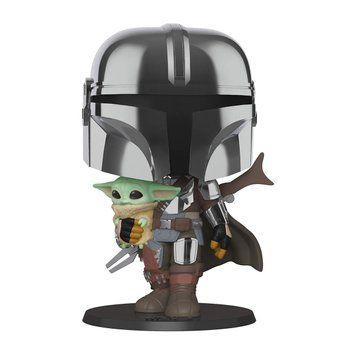 Ігрова фігурка Funko Pop! серії "Мандалорець" - Мандалорець у хромі з малюком 25 см 28096 фото