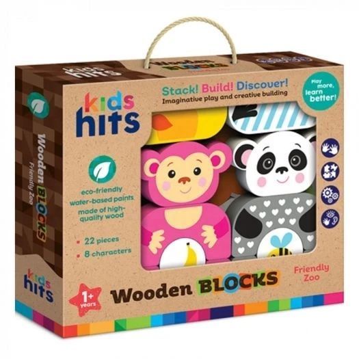 Деревянный игровой набор Дружный зоопарк Kids hits 22 детали 8 персонажей 35489 фото