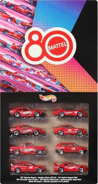 Тематичний набір машинок Хот Вілс Hot Wheels Silver Series Mattel 80 років драйву Mattel 8 шт. 43630 фото