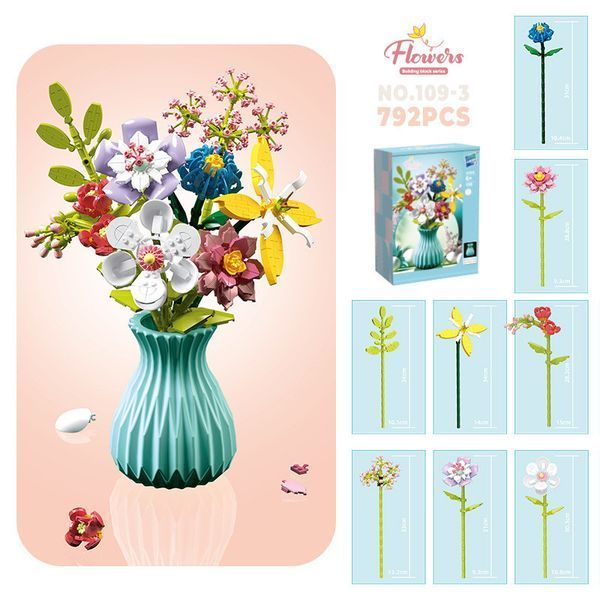 Конструктор Квіти у вазі Flowers Building Block 792 деталі 36903 фото