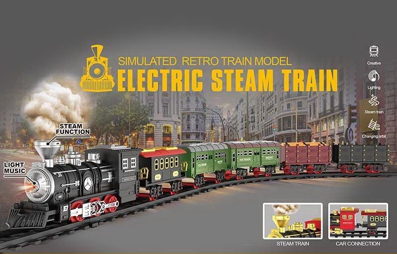 Дитяча залізниця з димом Electric Steam Train Сірий (470см) 29590 фото
