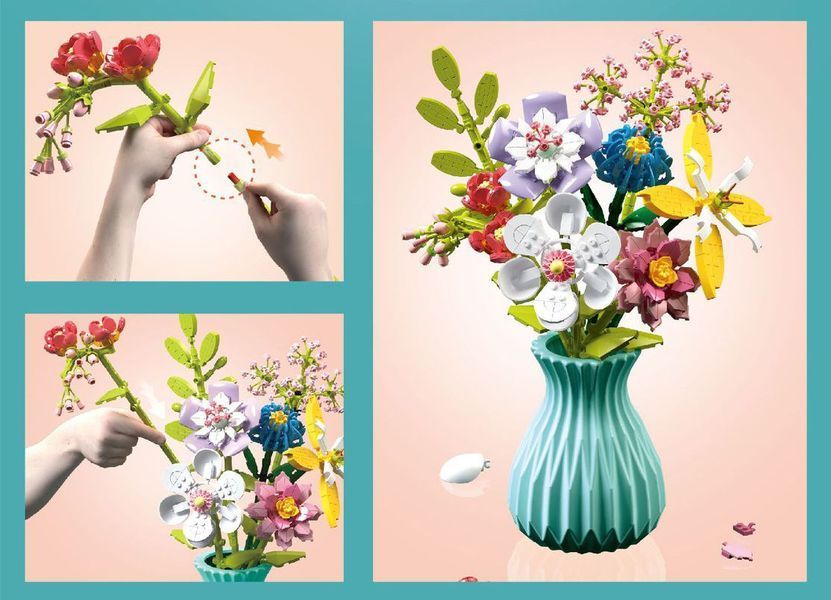 Конструктор Квіти у вазі Flowers Building Block 792 деталі 36903 фото