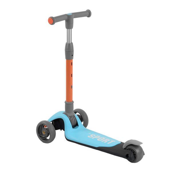 Складной самокат трехколесный со светящимися колесами Best Scooter Синий с оранжевым 25935 фото