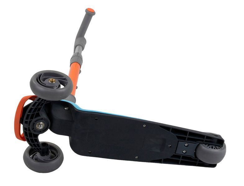 Складной самокат трехколесный со светящимися колесами Best Scooter Синий с оранжевым 25935 фото