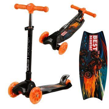 Детский трёхколесный складной самокат Best Scooter Maxi для мальчика Мотоцикл 22210 фото