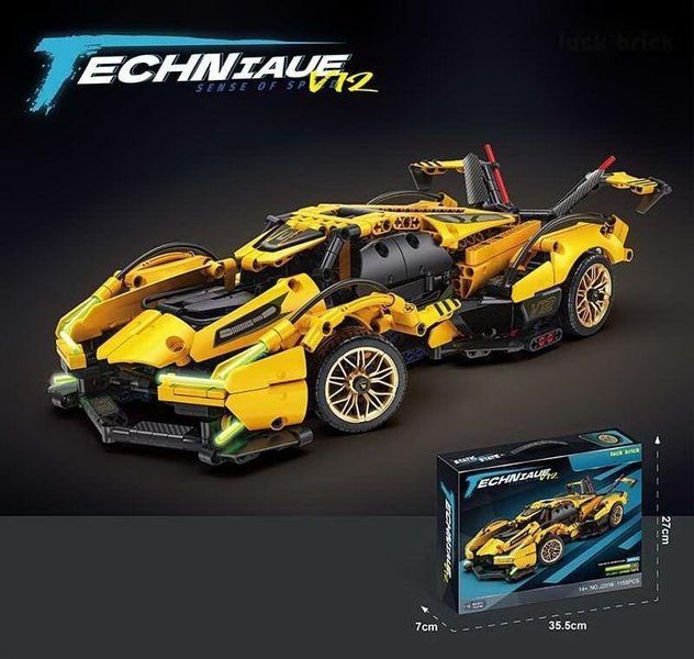 Конструктор Машина Lamborghini V12 Techniaue 1158 деталей Желтый 36958 фото