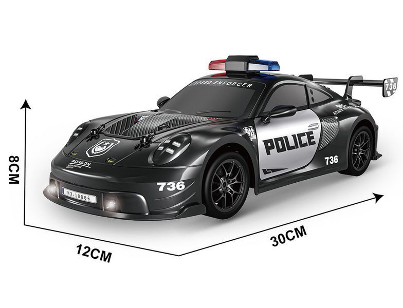 Дрифт машинка на радіокеруванні з підсвічуванням 4WD Аксесуари Police Чорний 44585 фото