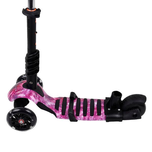 Трехколесный самокат со светящимися колесами и родительской ручкой 5 в 1 Best Scooter Розовый Вид 4 25910 фото