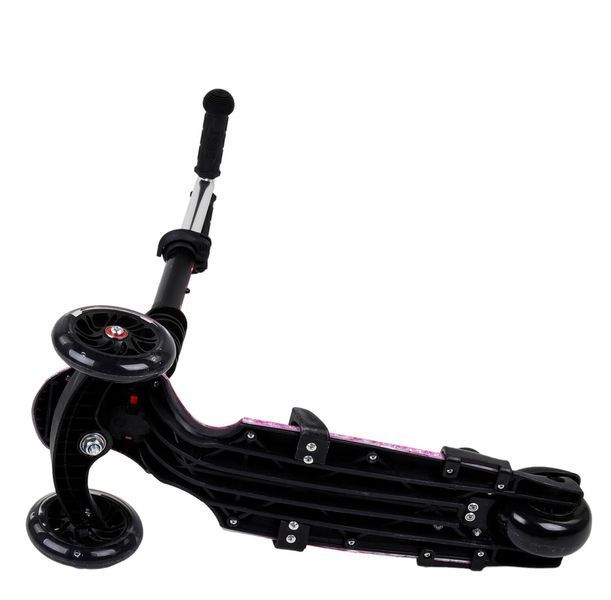 Трехколесный самокат со светящимися колесами и родительской ручкой 5 в 1 Best Scooter Розовый Вид 4 25910 фото