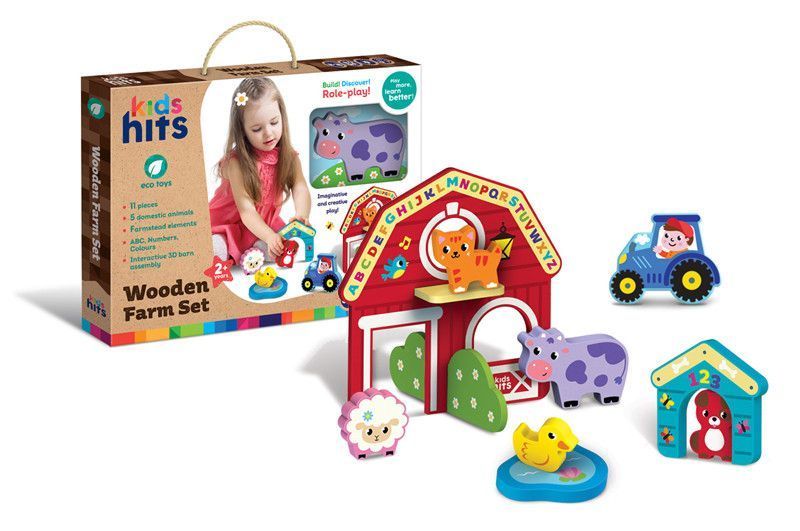 Дерев'яний ігровий набір для малюків Kids hits Ферма 11 деталей 35545 фото