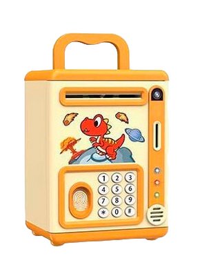Дитячий іграшковий сейф-копилка з паролем Дракон Жовтий 27327 фото