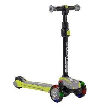 Самокат трехколесный со светящимися колесами MAXI Best Scooter Серый с салатовым 25954 фото