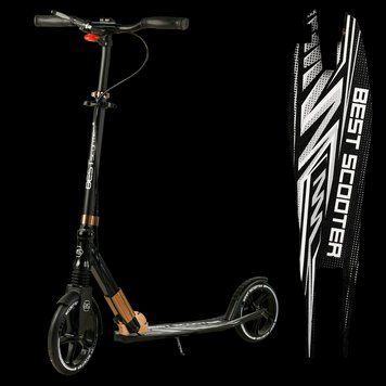 Складной самокат двухколесный с большими колесами и ручным тормозом Best Scooter Черный 26073 фото
