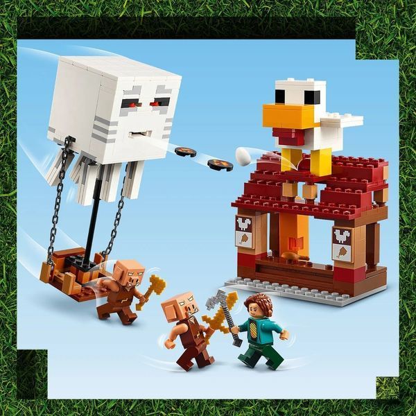 Конструктор Лего майнкрафт Напад на село з повітряною кулею Гаст Lego Minecraft 555 деталей (21273) 43534 фото