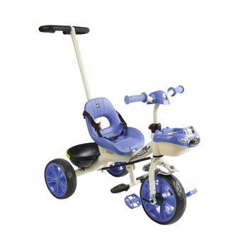 Трехколесный детский велосипед с родительской ручкой и музыкальной фарой Best Trike Синий 40064 фото