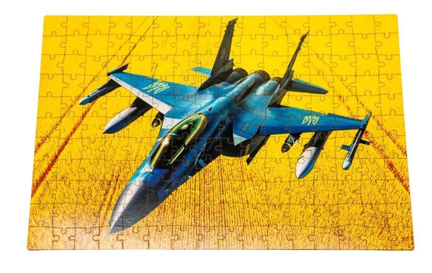 Дерев'яний пазл фігурний А3 Літак F16 PuzzleOK 176 деталей 31204 фото