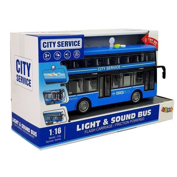 Детская инерционная игрушка Автобус с подсветкой и звуковыми эффектами City Service Синий 44140 фото