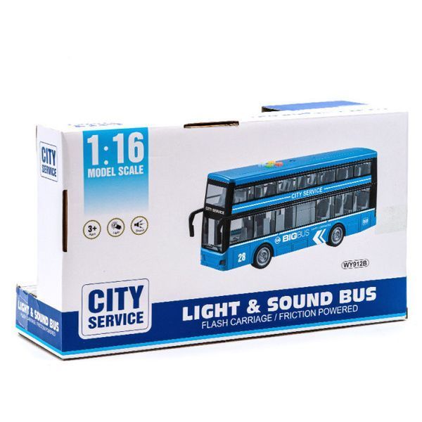 Детская инерционная игрушка Автобус с подсветкой и звуковыми эффектами City Service Синий 44140 фото