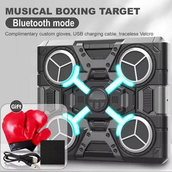 Детский тренажер для бокса с подсветкой музыкой и подключением Bluetooth Перчатки Черный 40415 фото