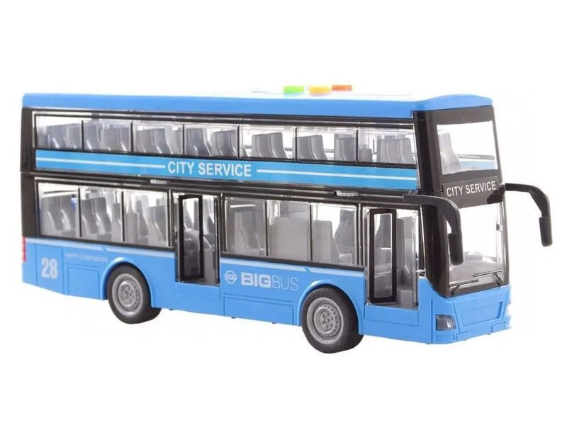 Детская инерционная игрушка Автобус с подсветкой и звуковыми эффектами City Service Синий 44140 фото