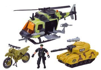 Игровой военный набор Армия с аксессуарами Фигурка Вертолет Мотоцикл Танк 35413 фото