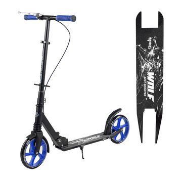 Самокат двухколесный Best Scooter WOLF с ручным тормозом Черный с синим 22631 фото