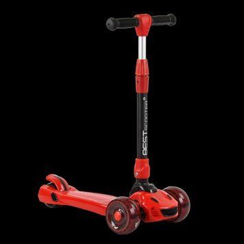 Самокат трехколесный со светящимися колесами Best Scooter Красный 25961 фото