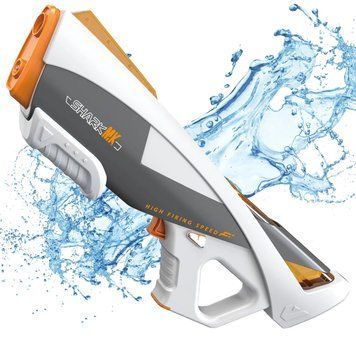 Игрушечный электрический водный автомат на аккумуляторе с подсветкой 2 режима работы Белый с оранжевым 40629 фото