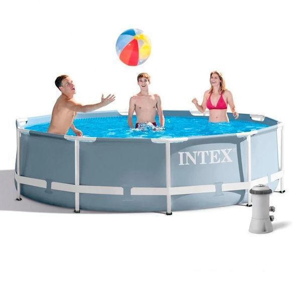 Каркасний басейн Інтекс Intex круглий з насосом-фільтром 6500 л 305 х 99 см Сірий 35018 фото