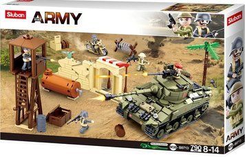 Военный Конструктор Военная база с техникой и фигурками Захват базы Sluban Army 790 деталей 44434 фото