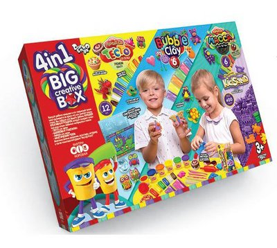 Великий набір для творчості "Big creative box" 4 в 1 Danko Toys Пісок, пластилін, тісто, маса для ліплення 25457 фото