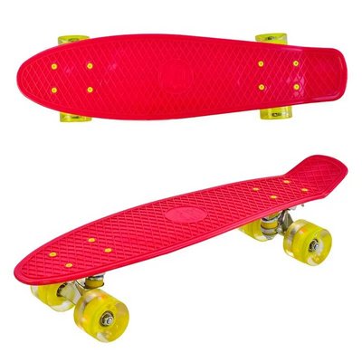 Пенні борд з колесами, що світяться Penny board скейт, темно-червоний 10233 фото