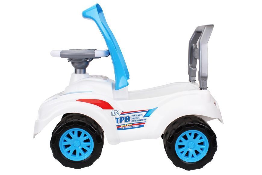 Толокар Машинка Каталка с ручкой и звуковыми эффектами Technok Toys Полиция Белый 39159 фото