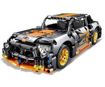 Конструктор машина Ford Mustang Shelby GT500 Інерційний механізм Чорний з помаранчевим 42260 фото