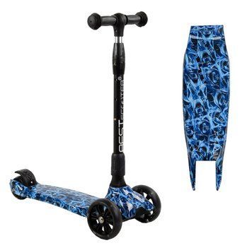 Складной самокат трехколесный со светящимися колесами Best Scooter Черный с голубым Вид 1 25997 фото