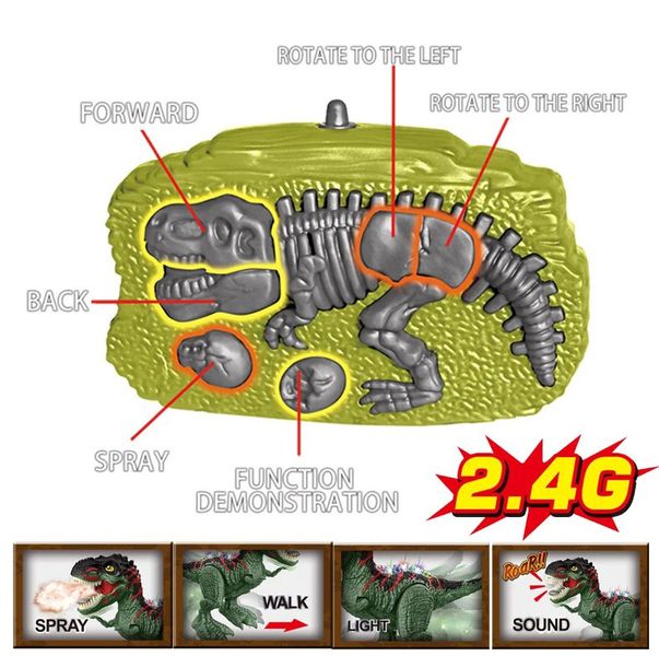 Интерактивный динозавр на радиоуправлении с паром Тиранозавр 32422 фото