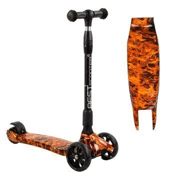 Складной самокат трехколесный со светящимися колесами Best Scooter Оранжевый 25986 фото