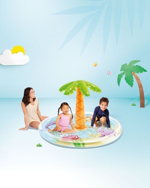 Intex Бассейн Интекс надувной детский с распылителем воды Palm Tree 173х173х104 см Объем 166 л 43088 фото