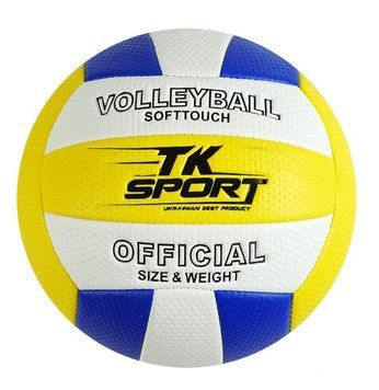 Мяч волейбольный PVC 280-300 грамм TK Sport Бело-сине-желтый 34089 фото