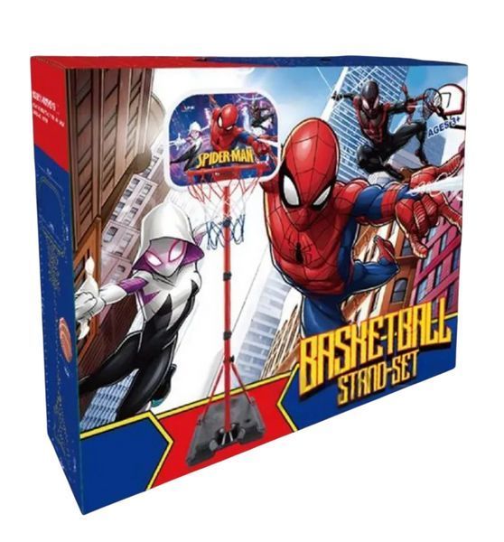 Дитяче баскетбольне кільце на стійці з м'ячем і насосом Spider man 110-208 см 42112 фото