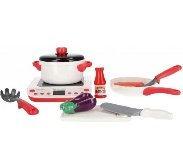 Ігровий набір дитячого посуду з інтерактивною плитою Little Chef 33934 фото