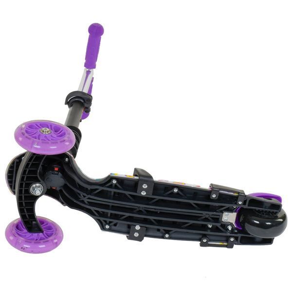 Трехколесный самокат со светящимися колесами и родительской ручкой 5 в 1 Best Scooter Фиолетовый Вид 5 25837 фото
