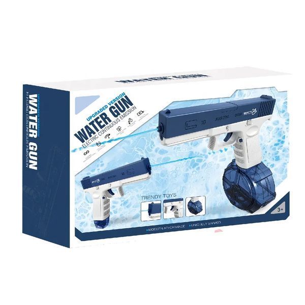 Електричний водний пістолет на акумуляторі з 2 магазинами Glock Water Gun Синій 39966 фото