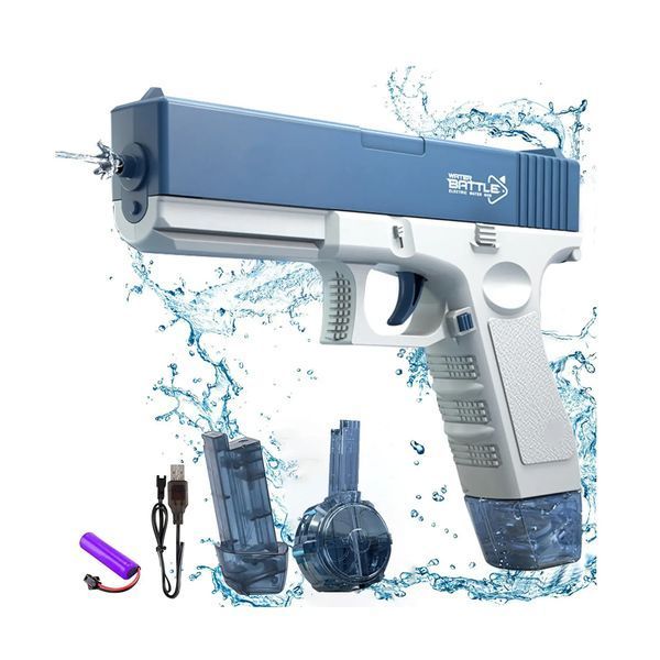Електричний водний пістолет на акумуляторі з 2 магазинами Glock Water Gun Синій 39966 фото